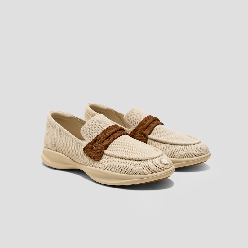 Walker Pro Hybrid Penny Loafers (Ivana), CREAM IVORY/DK.CARAMEL WATER RPT, EU35.5 | VIVAIA