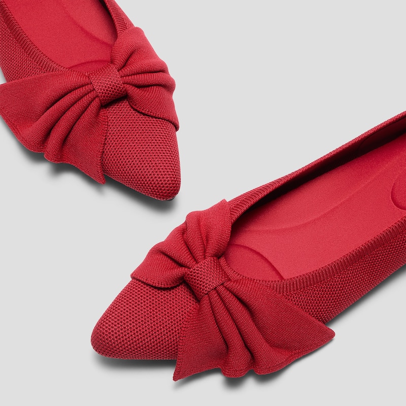 Pointed-Toe Bow Flats (Azura), RUBY  RED, EU39 | VIVAIA