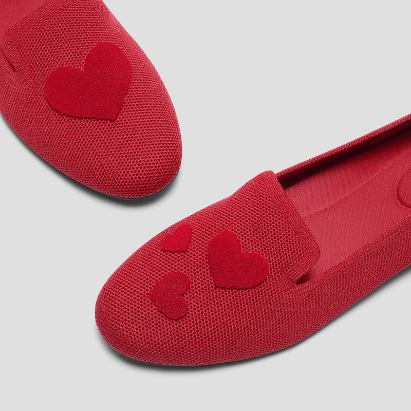 Round-Toe Embroidered Loafers (Audrey), RUBY RED-VALENTINE HEART, EU35 | VIVAIA
