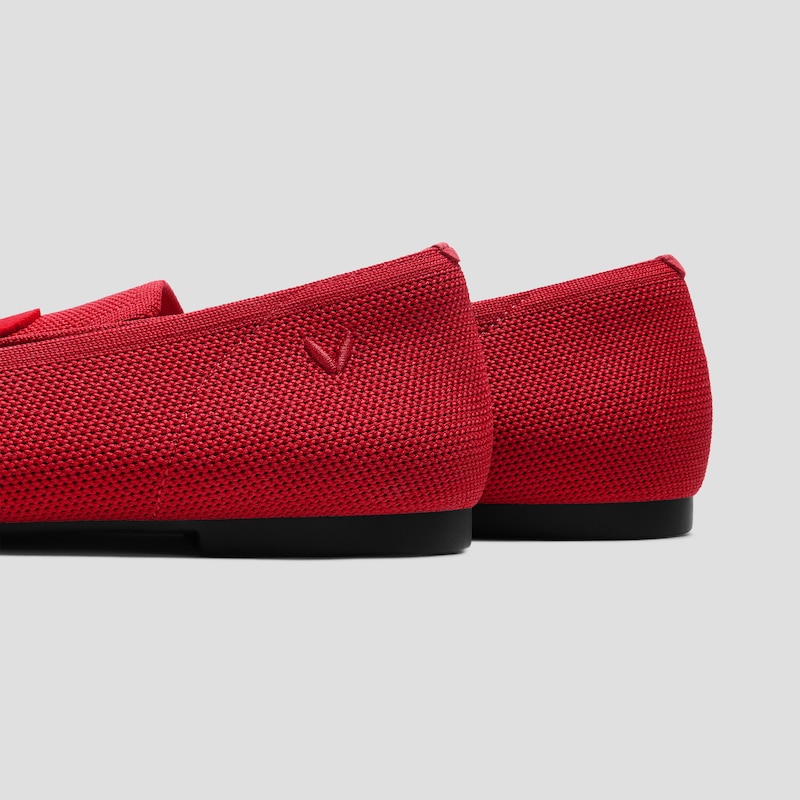 Round-Toe Embroidered Loafers (Audrey), RUBY RED-VALENTINE HEART, EU35 | VIVAIA
