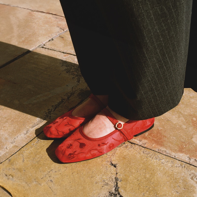 Valentine's Limited Edition Square-Toe Mary Janes (Margot™ Mary Jane), VALENTINE RUBY RED MESH, EU35 | VIVAIA