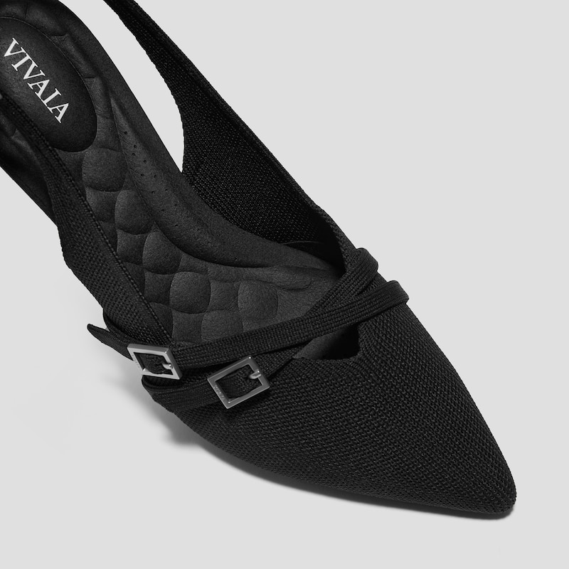 PointEase™ Slingback Heels (Adela), Black, EU38.5 | VIVAIA