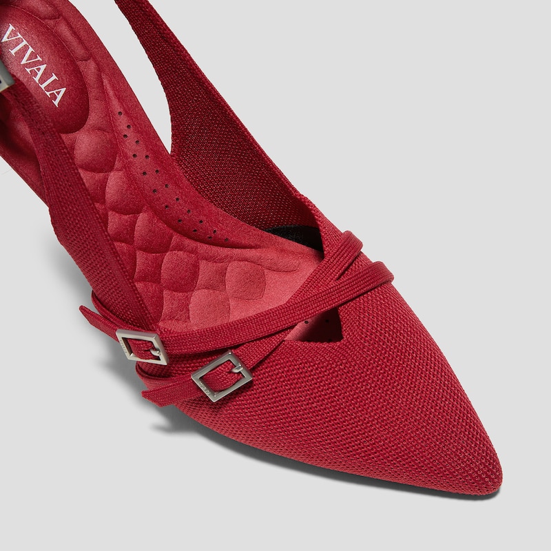 PointEase™ Slingback Heels (Adela), RUBY  RED, EU39.5 | VIVAIA