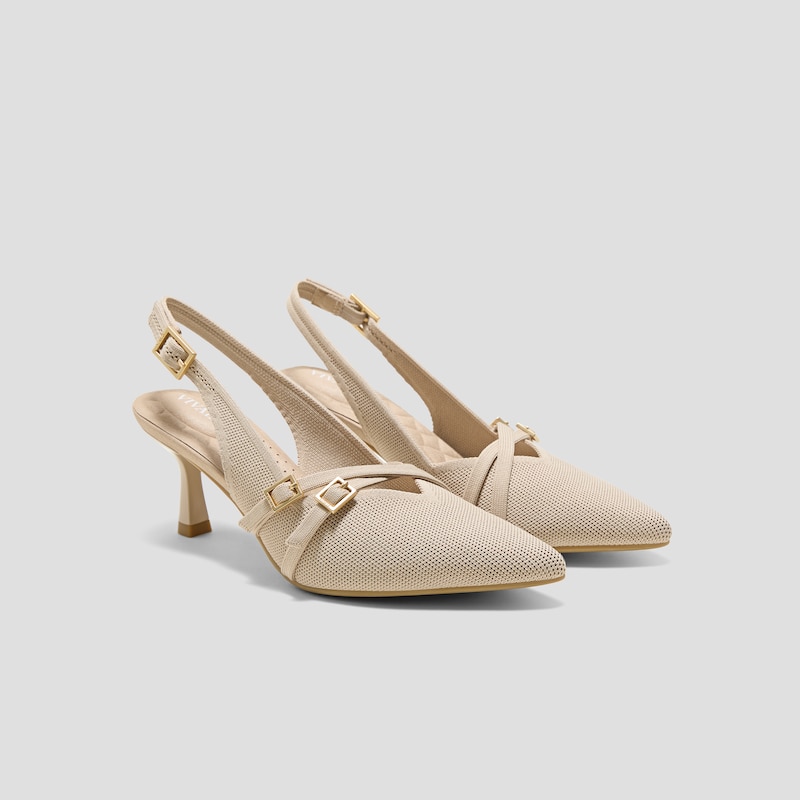 PointEase™ Slingback Heels (Adela), ALMOND, EU39.5 | VIVAIA