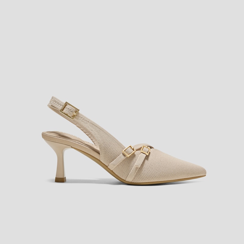 PointEase™ Slingback Heels (Adela), ALMOND, EU39.5 | VIVAIA
