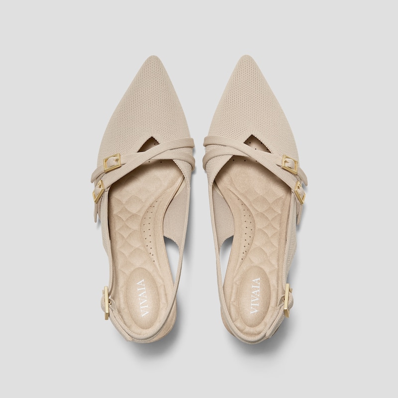 PointEase™ Slingback Heels (Adela), ALMOND, EU39.5 | VIVAIA