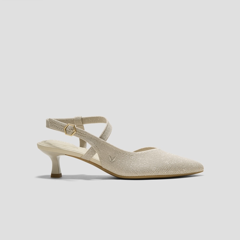 PointEase™ Slingback Heels (Sylvan), Stone Grey Metallic, EU35 | VIVAIA