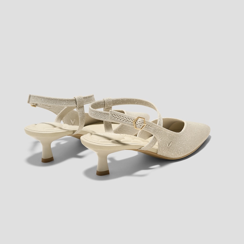 PointEase™ Slingback Heels (Sylvan), Stone Grey Metallic, EU35 | VIVAIA