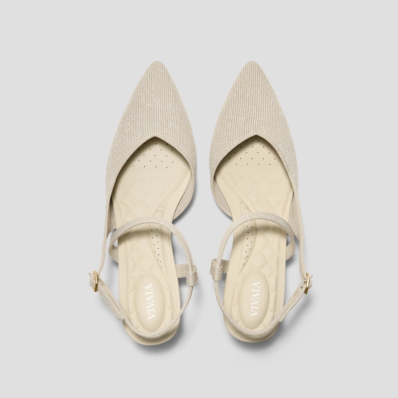 PointEase™ Slingback Heels (Sylvan), Stone Grey Metallic, EU35 | VIVAIA