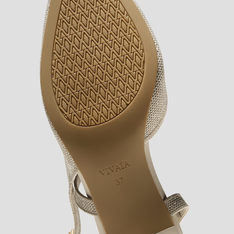 PointEase™ Slingback Heels (Sylvan), Stone Grey Metallic, EU35 | VIVAIA