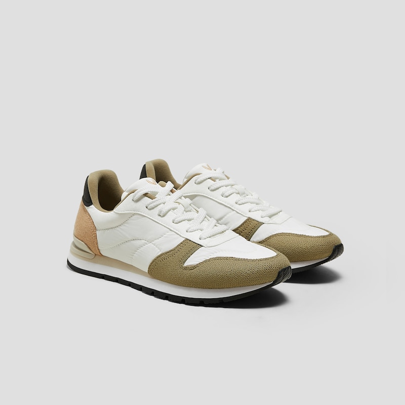 Unisex Nylon Flex Sneakers (Allegro), WHITE KHAKI WATER REPELLENT, EU39 | VIVAIA