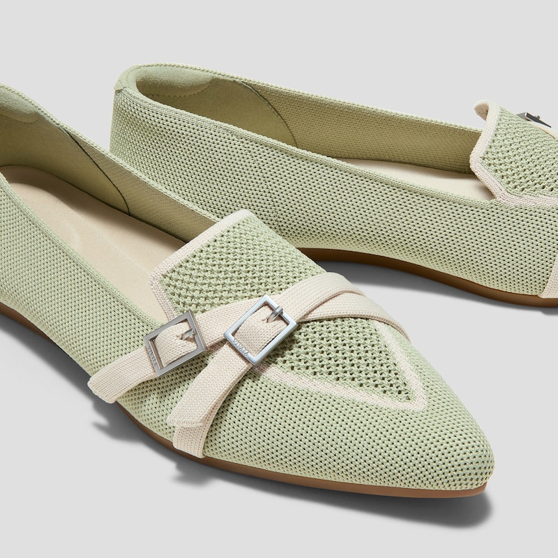 Pointed-Toe Aria Crisscross Loafers (Marvis), MATCHA&CREAM IVORY, EU35 | VIVAIA