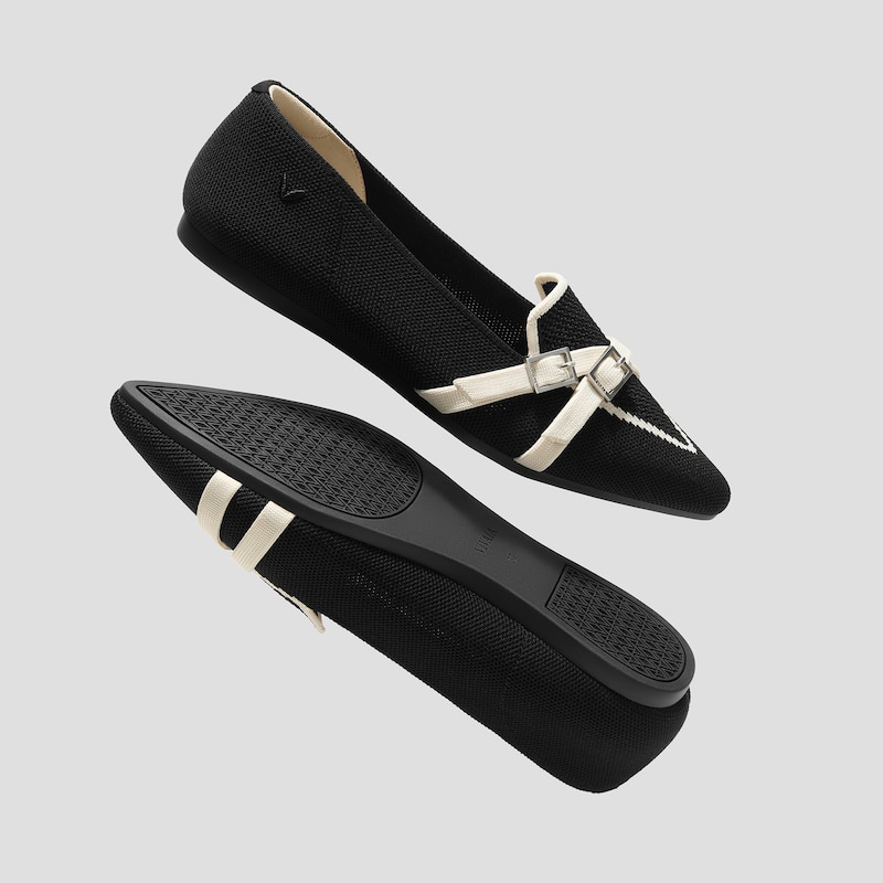 Pointed-Toe Aria Crisscross Loafers (Marvis), BLACK&PALE APRICOT, EU35 | VIVAIA
