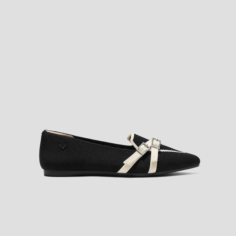 Pointed-Toe Aria Crisscross Loafers (Marvis), BLACK&PALE APRICOT, EU35 | VIVAIA