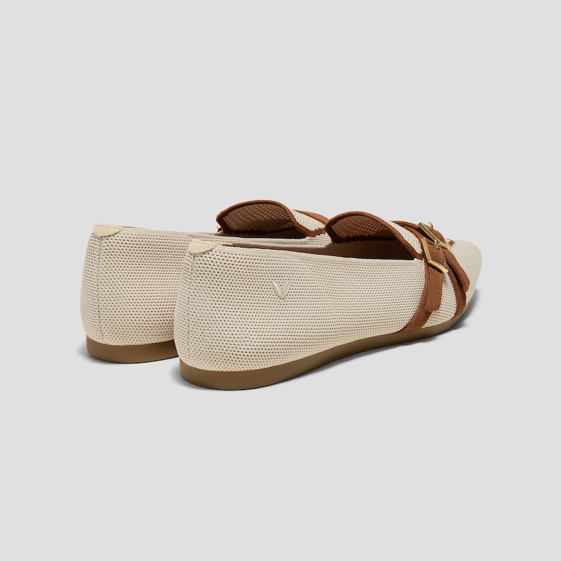 Pointed-Toe Aria Crisscross Loafers (Marvis), CREAM IVORY&DK CARAMEL, EU35 | VIVAIA