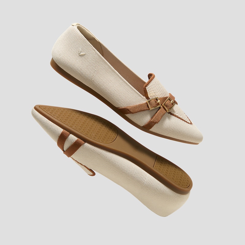 Pointed-Toe Aria Crisscross Loafers (Marvis), CREAM IVORY&DK CARAMEL, EU35 | VIVAIA