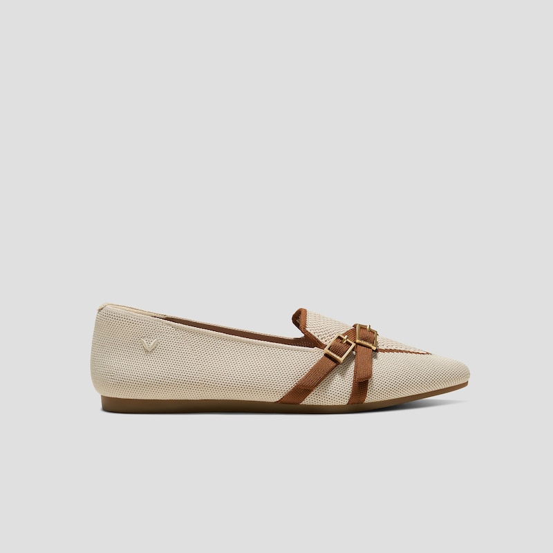 Pointed-Toe Aria Crisscross Loafers (Marvis), CREAM IVORY&DK CARAMEL, EU35 | VIVAIA