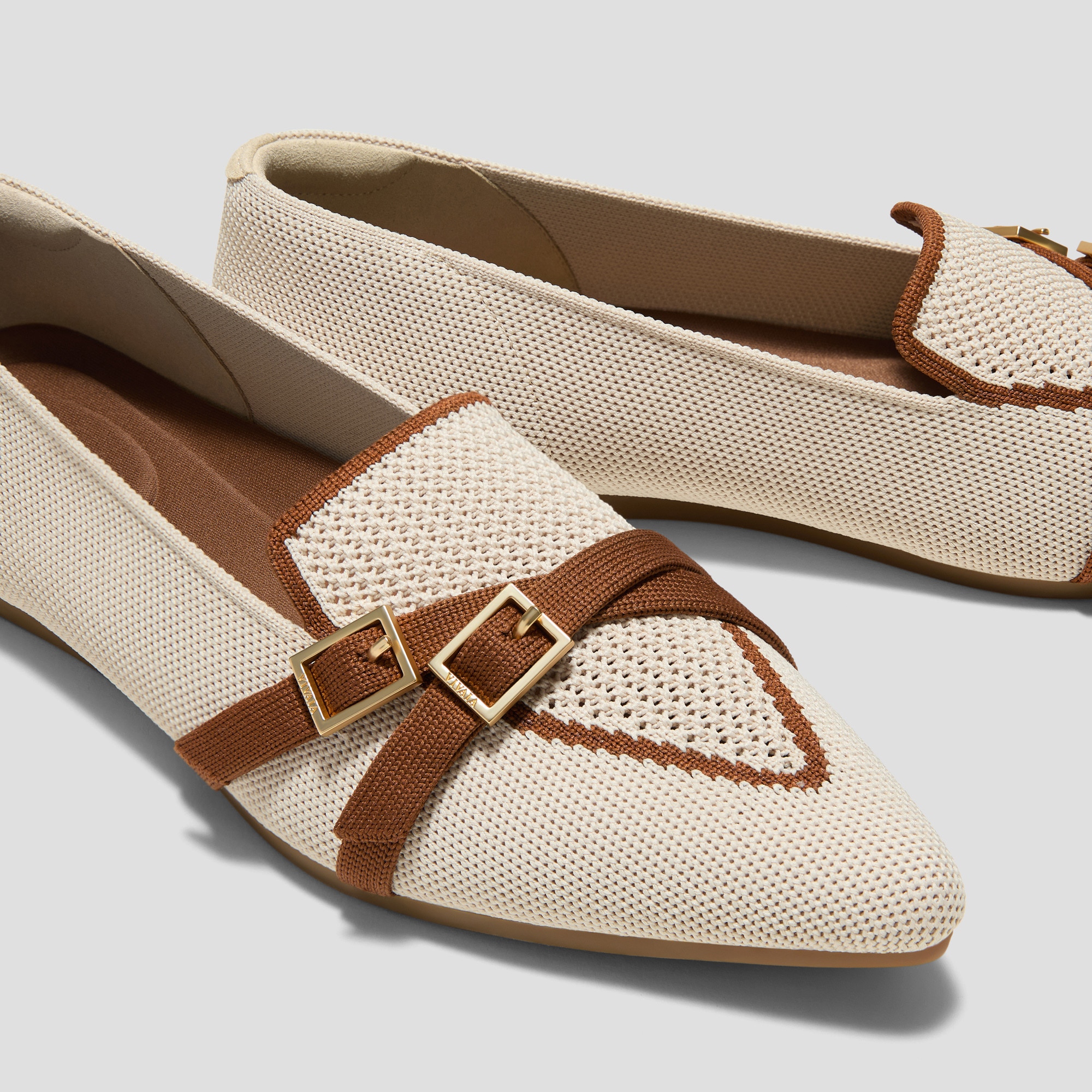 Pointed-Toe Aria Crisscross Loafers (Marvis), CREAM IVORY&DK