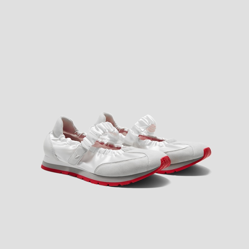 Round-Toe Satin Mary Janes (Ayla), WHITE/OFF GREY, EU39 | VIVAIA