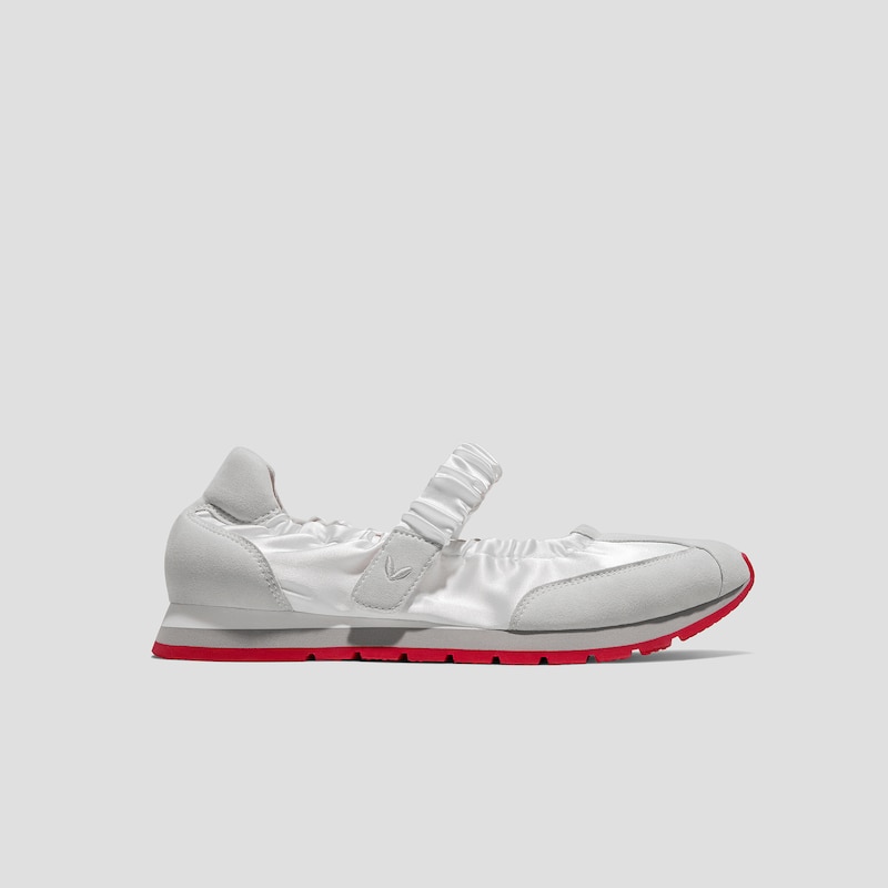 Round-Toe Satin Mary Janes (Ayla), WHITE/OFF GREY, EU39 | VIVAIA