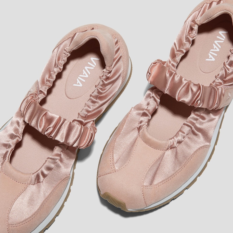 Round-Toe Satin Mary Janes (Ayla), PEACH BLUSH, EU38 | VIVAIA
