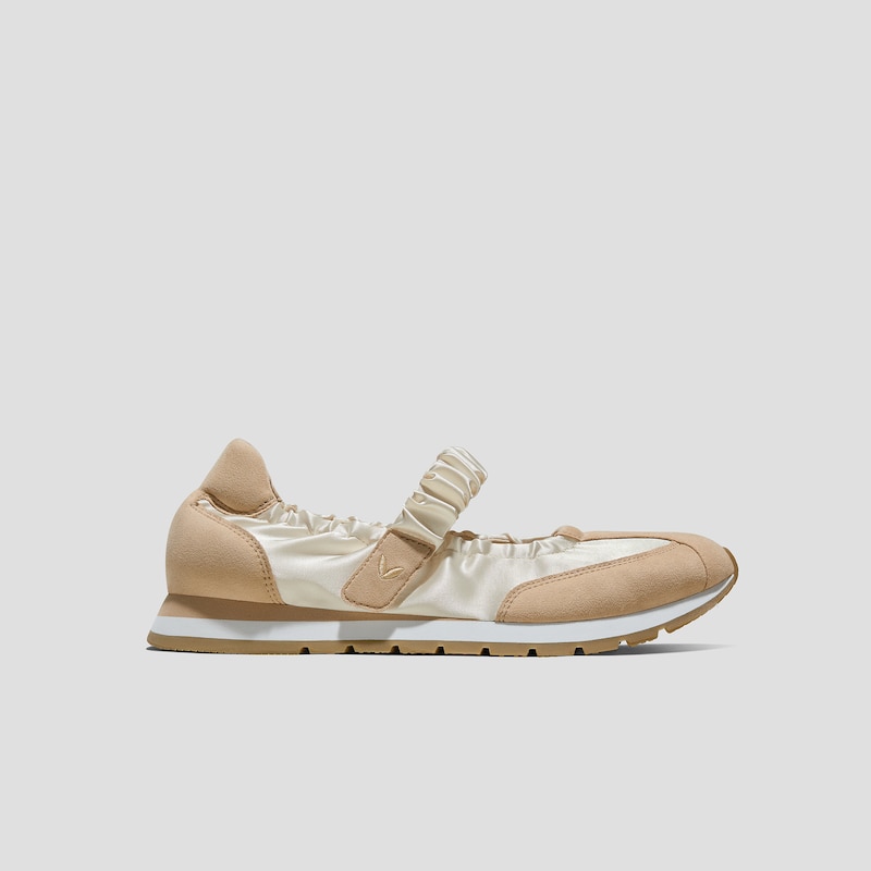 Round-Toe Satin Mary Janes (Ayla), LIGHT GOLD/ALMOND, EU41 | VIVAIA