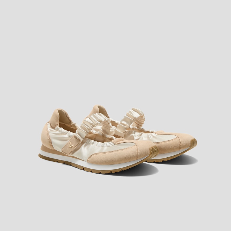 Round-Toe Satin Mary Janes (Ayla), LIGHT GOLD/ALMOND, EU41 | VIVAIA