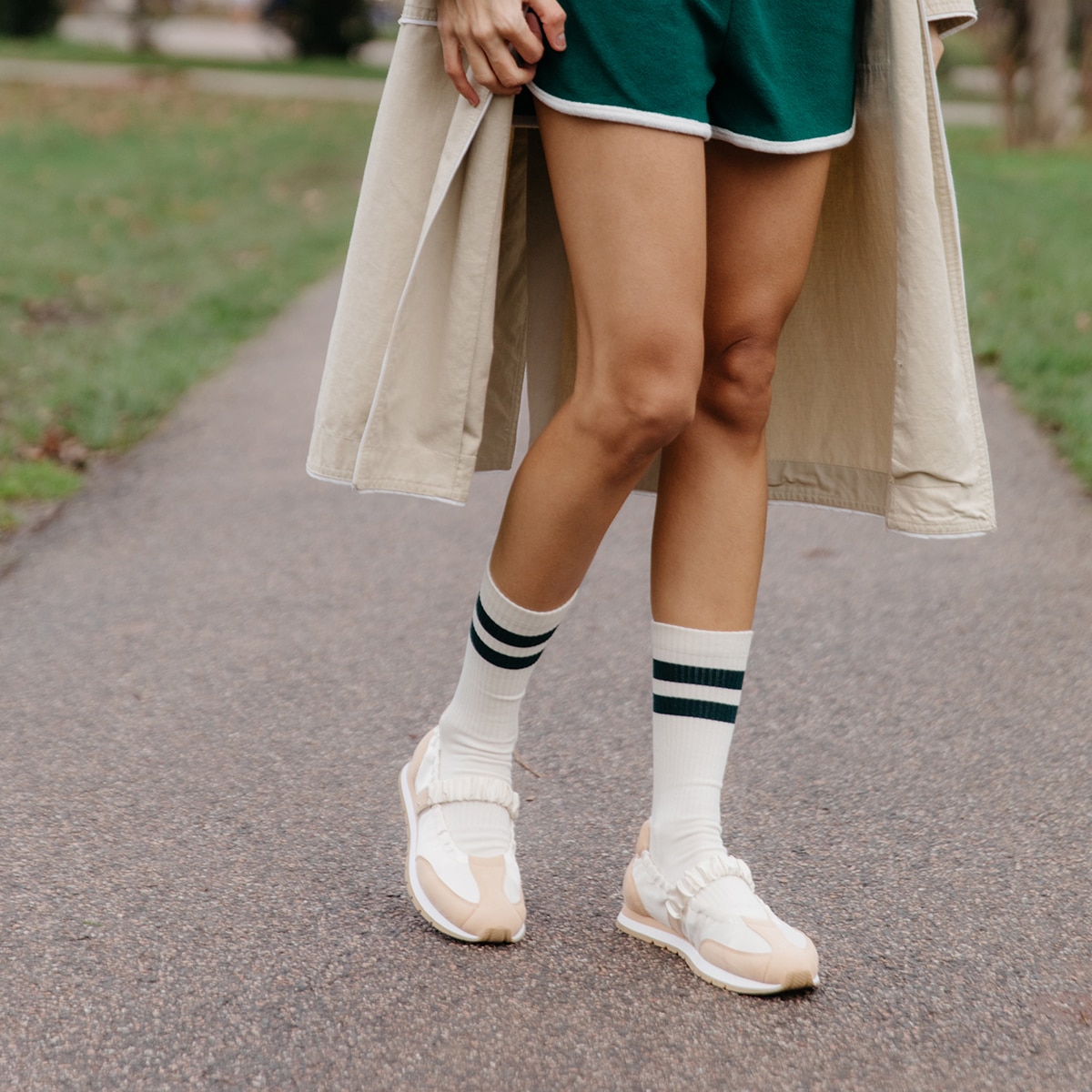 Round-Toe Satin Mary Janes (Ayla), LIGHT GOLD & ALMOND, EU35 | VIVAIA