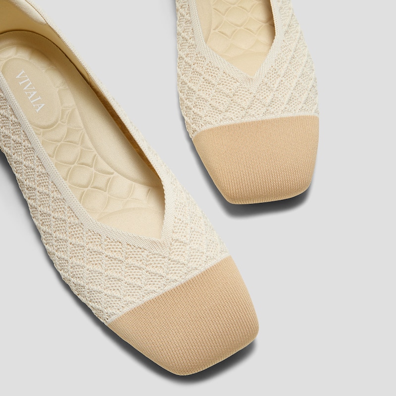 Square-Toe Margot™ V-Cut Flats (Margot™ 3.0), YELLOW APRICOT QUILT, EU35 | VIVAIA