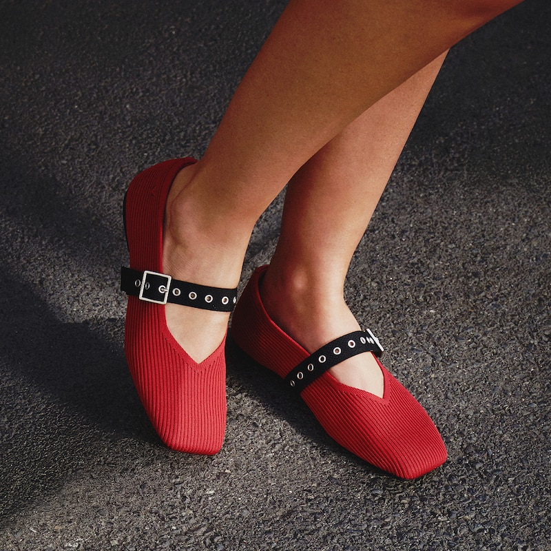 Square-Toe Margot™ Mary Jane (Myriel), Ruby red/Black, EU35 | VIVAIA