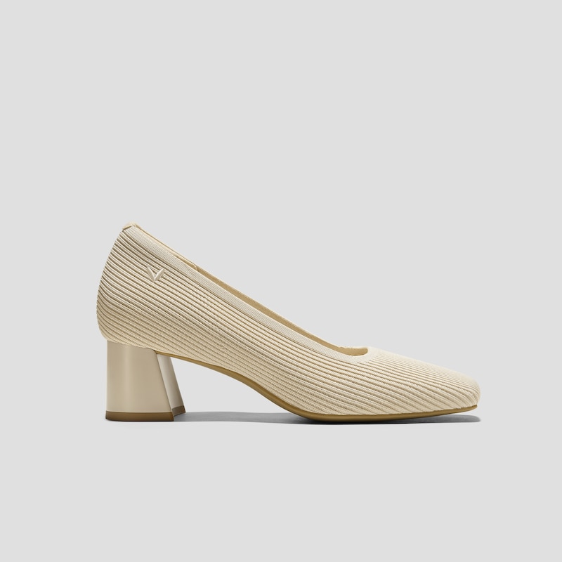 Square-Toe Margot™ Chunky Heels (Monroe), Cream Ivory, EU35 | VIVAIA
