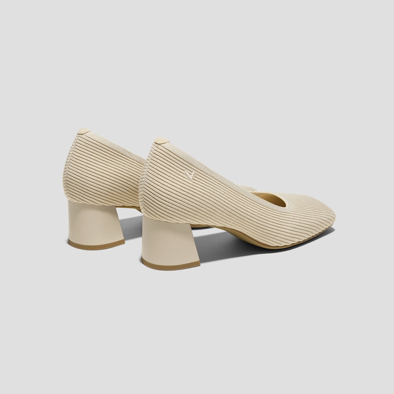 Square-Toe Margot™ Chunky Heels (Monroe), Cream Ivory, EU35 | VIVAIA