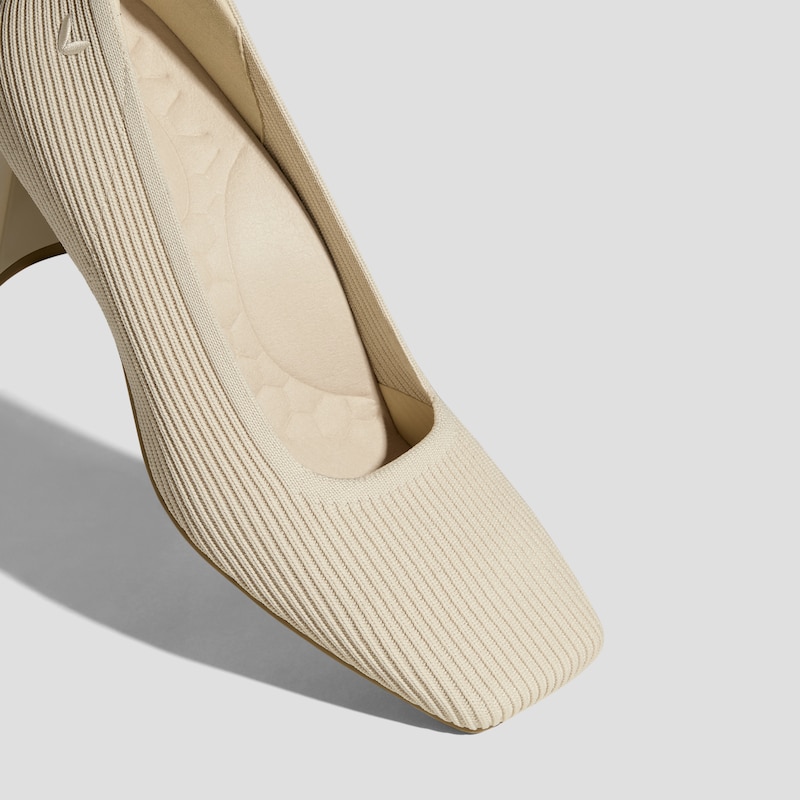 Square-Toe Margot™ Chunky Heels (Monroe), Cream Ivory, EU35 | VIVAIA