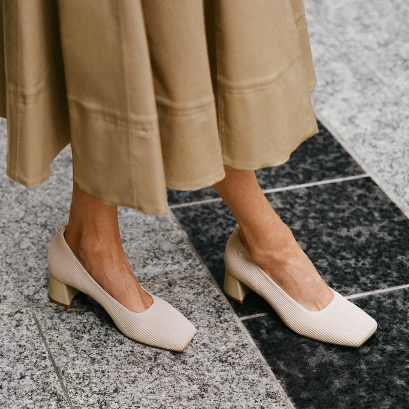 Square-Toe Margot™ Chunky Heels (Monroe), Cream Ivory, EU35 | VIVAIA