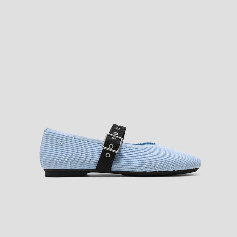 Square-Toe Margot™ Mary Jane (Myriel), BABY BLUE METALLIC/BLACK, EU38 | VIVAIA