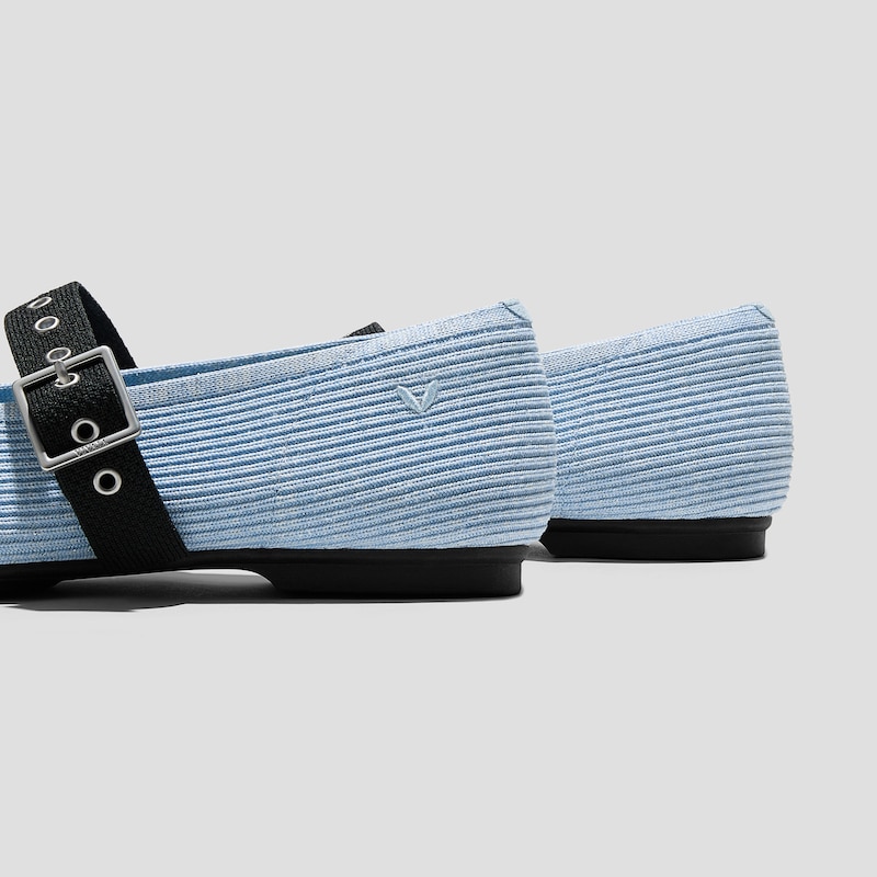 Square-Toe Margot™ Mary Jane (Myriel), BABY BLUE METALLIC/BLACK, EU38 | VIVAIA