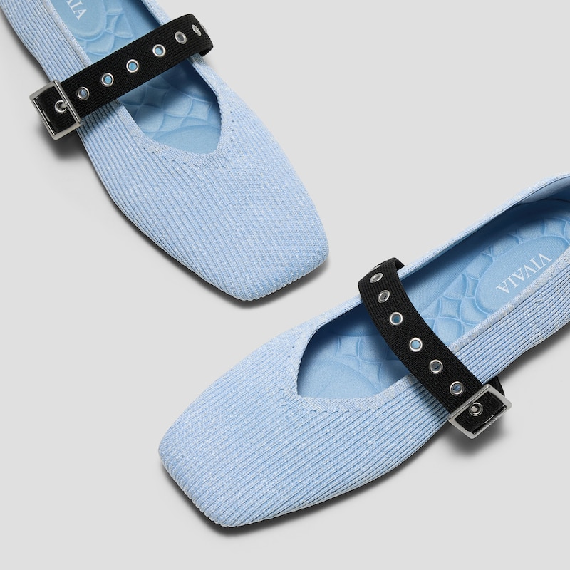 Square-Toe Margot™ Mary Jane (Myriel), BABY BLUE METALLIC/BLACK, EU38 | VIVAIA