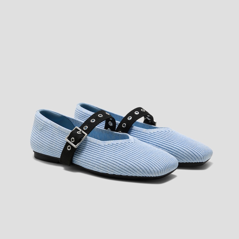Square-Toe Margot™ Mary Jane (Myriel), BABY BLUE METALLIC/BLACK, EU38 | VIVAIA