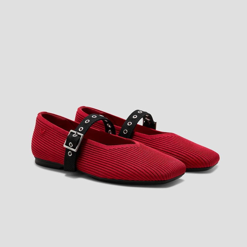 Square-Toe Margot™ Mary Jane (Myriel), Ruby red/Black, EU35 | VIVAIA