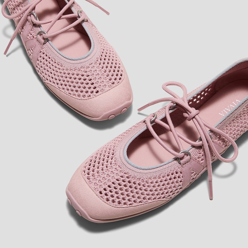 Square-Toe Hybrid Mary Janes (Cecily), DUSTY PINK MESH, EU37 | VIVAIA