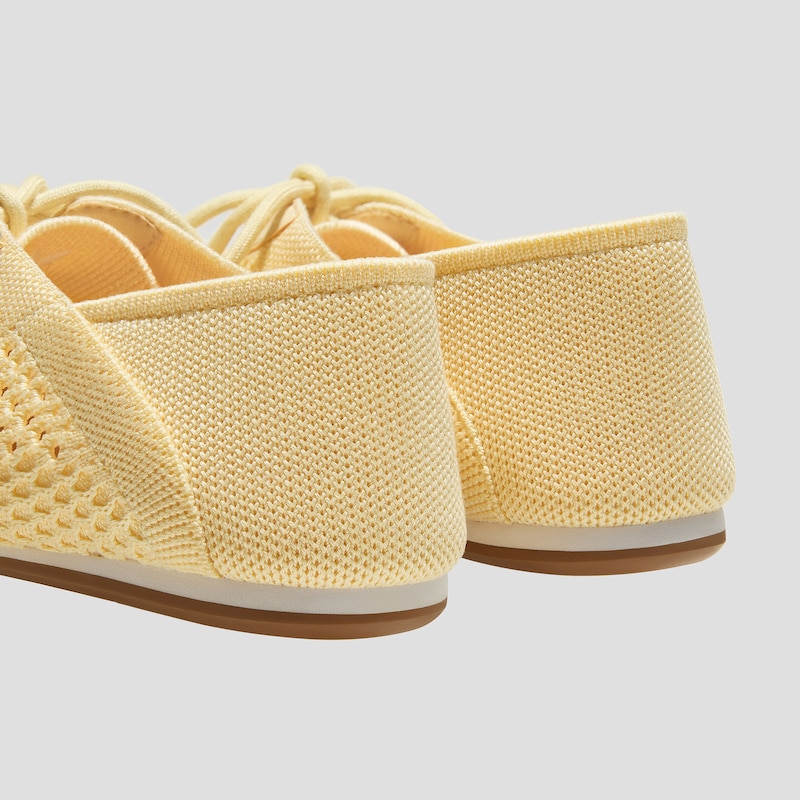 Round-Toe Lace-Up Mesh Sneakers (Yara), BUTTER YELLOW, EU40 | VIVAIA