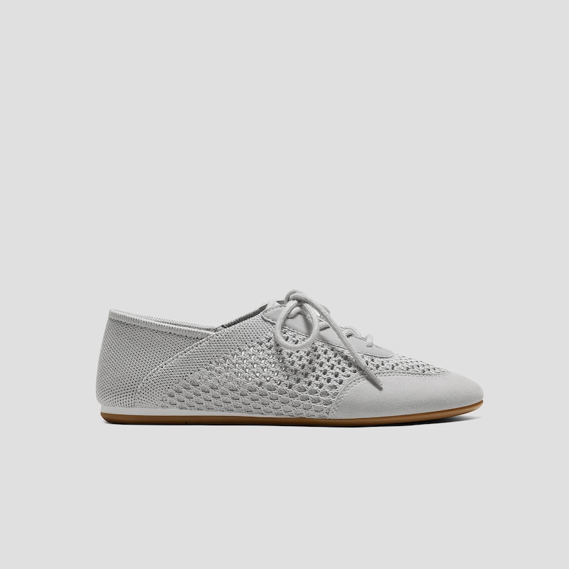 Round-Toe Lace-Up Mesh Sneakers (Yara), Light grey, EU35 | VIVAIA