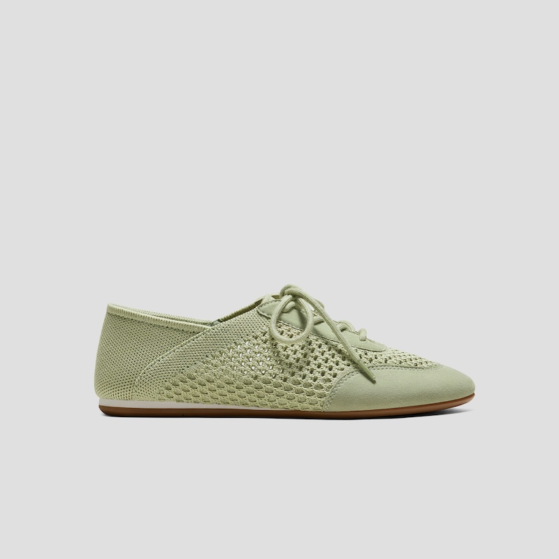 Round-Toe Lace-Up Mesh Sneakers (Yara), MATCHA, EU38.5 | VIVAIA