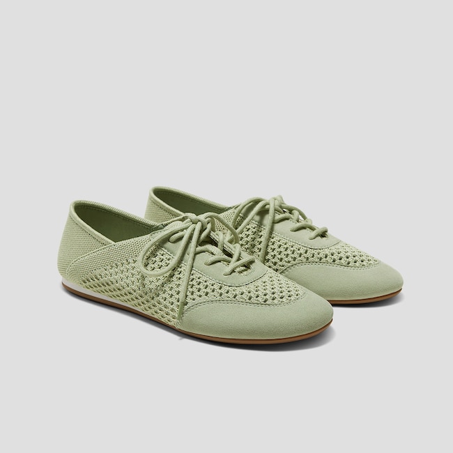 Round-Toe Lace-Up Mesh Sneakers (Yara)