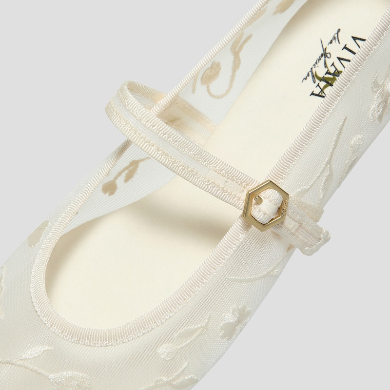Square-Toe Mary Janes (Margot™ Mary Jane), CREAM FRENCH FLORAL MESH, EU38 | VIVAIA