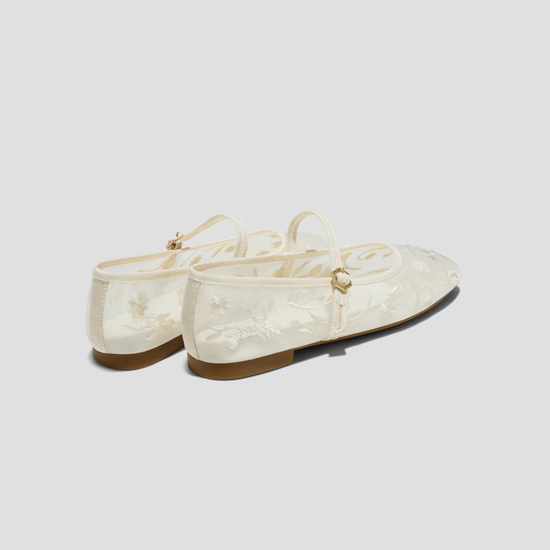 Square-Toe Mary Janes (Margot™ Mary Jane), CREAM FRENCH FLORAL MESH, EU38 | VIVAIA