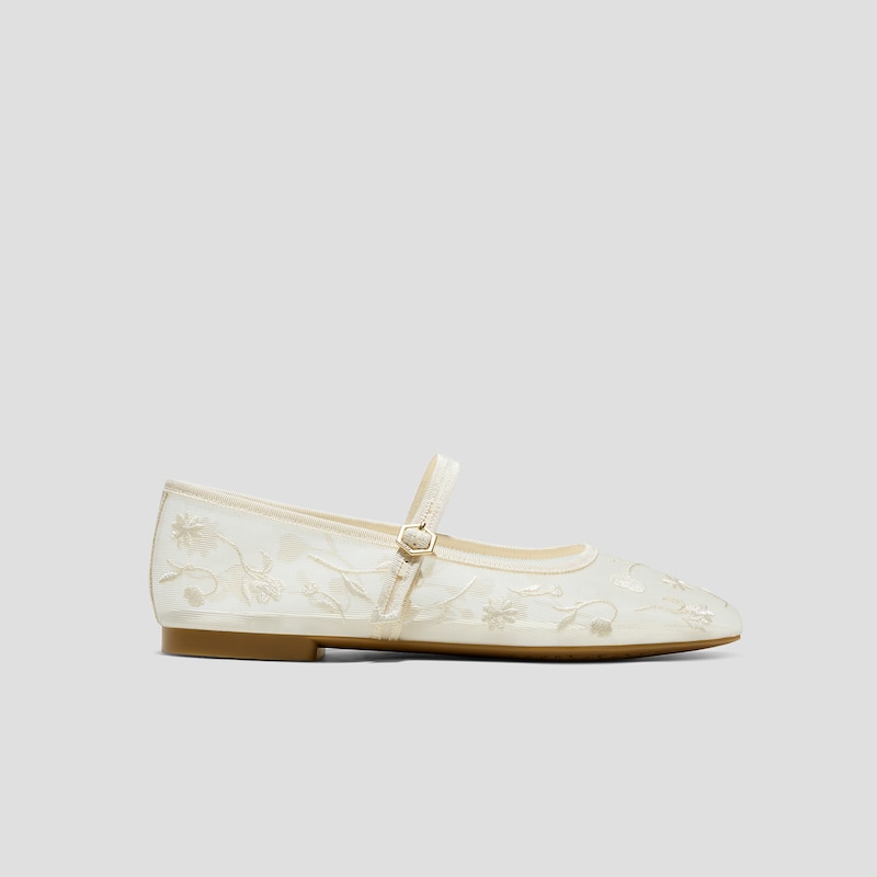 Square-Toe Mary Janes (Margot™ Mary Jane), CREAM FRENCH FLORAL MESH, EU38 | VIVAIA