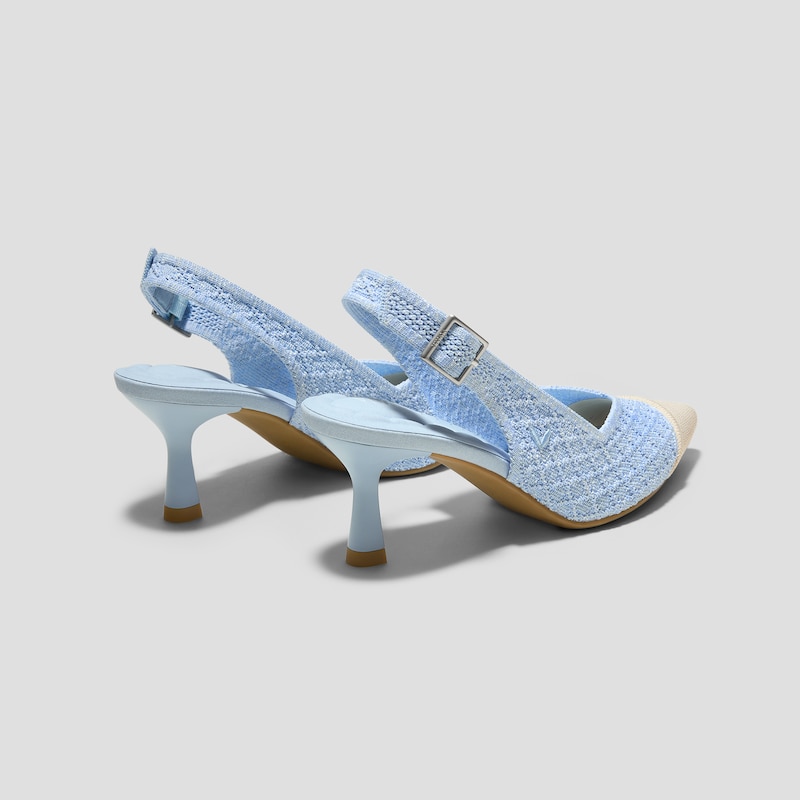 Pointed-Toe Slingback Heels (Addison), Blue Apricot Quilt, EU39.5 | VIVAIA