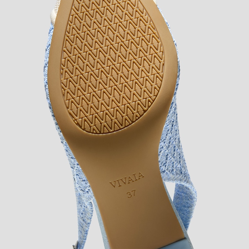 Pointed-Toe Slingback Heels (Addison), Blue Apricot Quilt, EU39.5 | VIVAIA