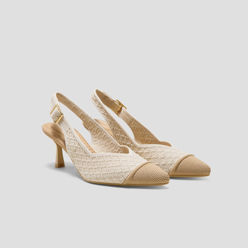 Pointed-Toe Slingback Heels (Addison), Yellow Apricot Quilt, EU39 | VIVAIA
